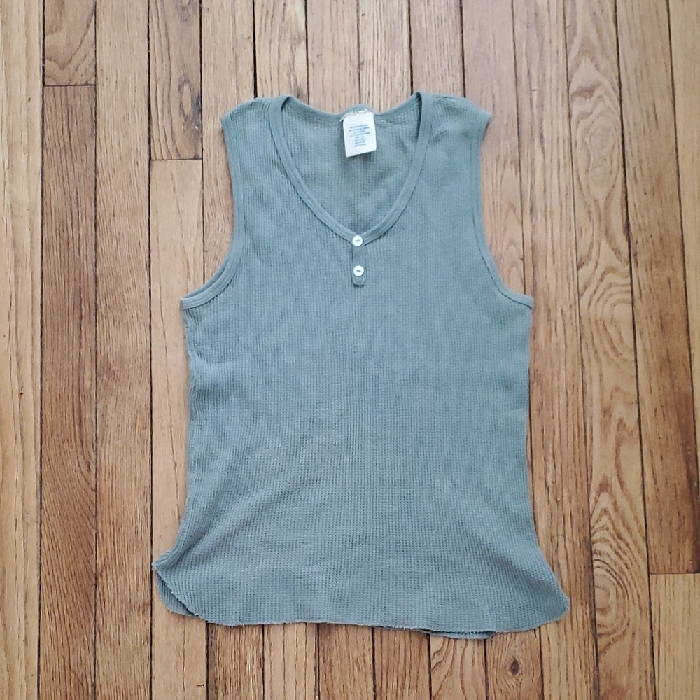 Dark Sage Ribbed Sleeveless Tank Top